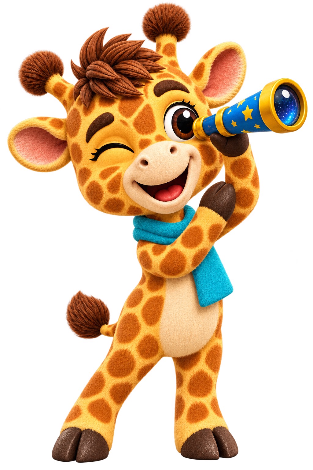 Tzupi exploring with a telescope.